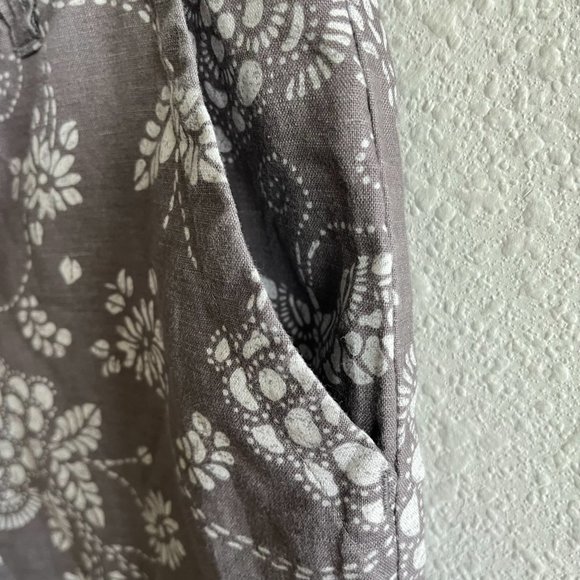 Columbia Women's Taupe Floral Print Cropped Linen Pants Size 8 Style AL8518 - Picture 8 of 10